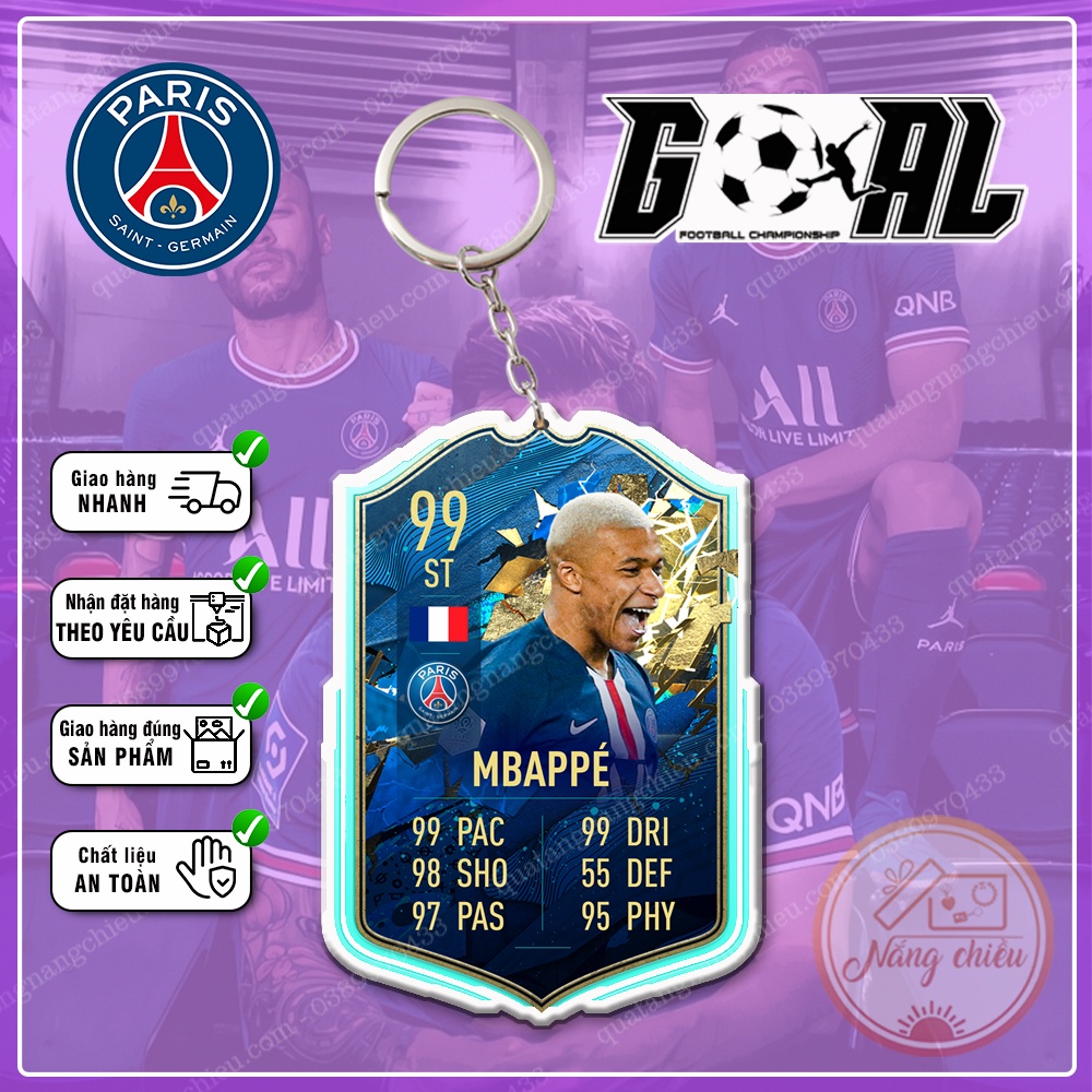 Móc Khóa MBappe TOTS, CLB bóng đá PSG ☘️MÓC KHÓA THẺ CẦU THỦ☘️