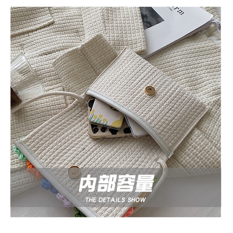 Túi Cói Đeo Vai Đính Hoa Dễ Thương Thời Trang Đi Biển Cho Nữ