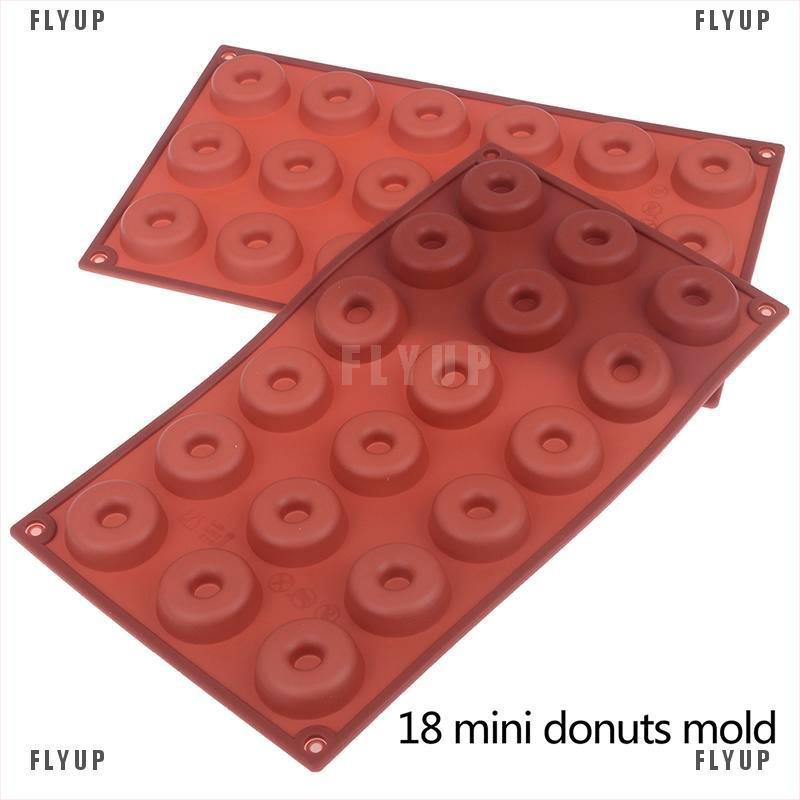 Khuôn làm bánh mini 18 ô nhỏ tạo hình bánh Donut chất liệu silicon tiện dụng