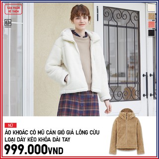 (UNIQLO Nhật chính hãng) Nữ- Áo khoác lông cừu có mũ cản gió