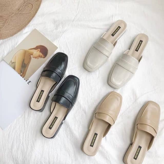 Giày Mules da đẹp đế cao form chuẩn