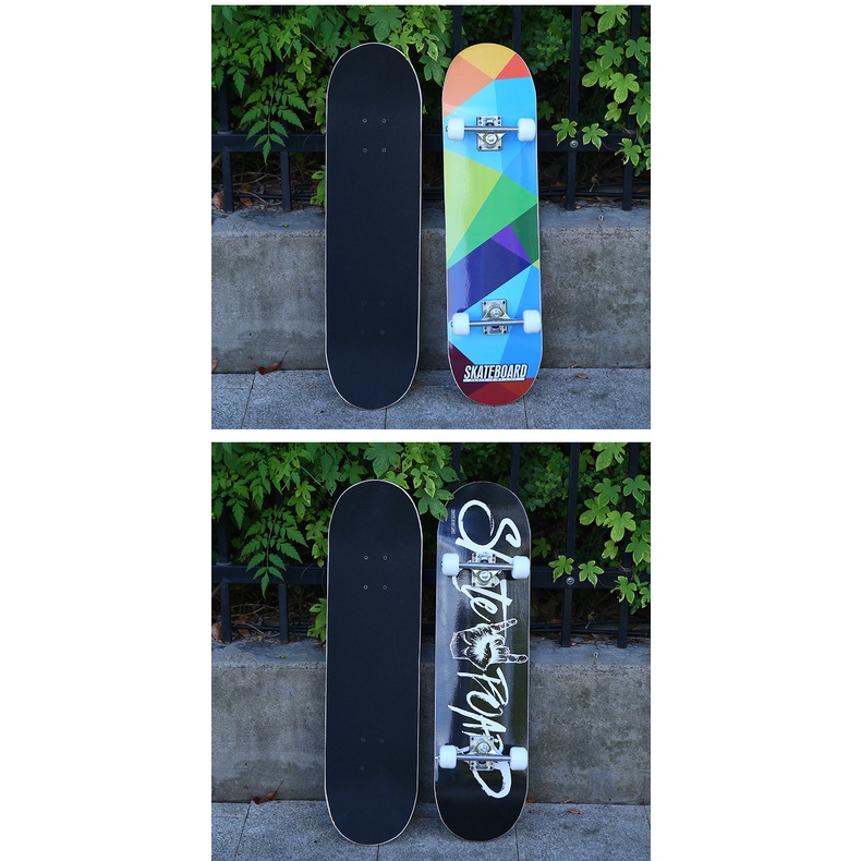 Ván trượt thể thao mặt nhám in hình skateboard dành cho người lớn trẻ em gỗ phong ép 80cm