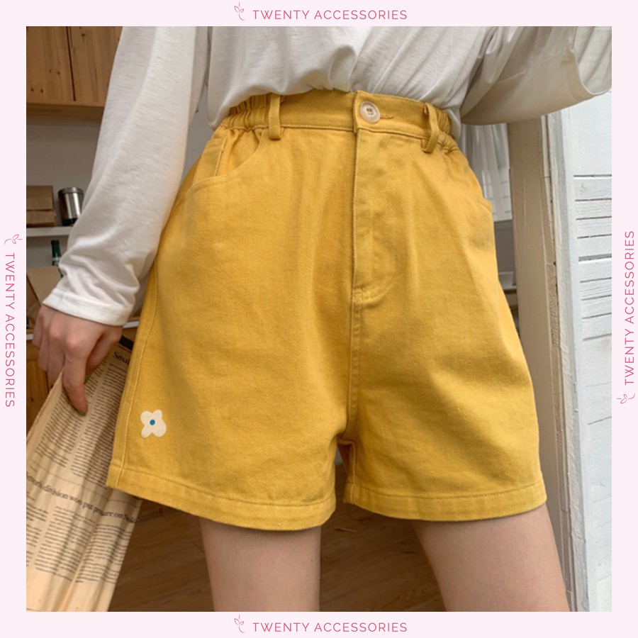 Quần short lửng ống rộng mùa hè họa tiết hoa nhí