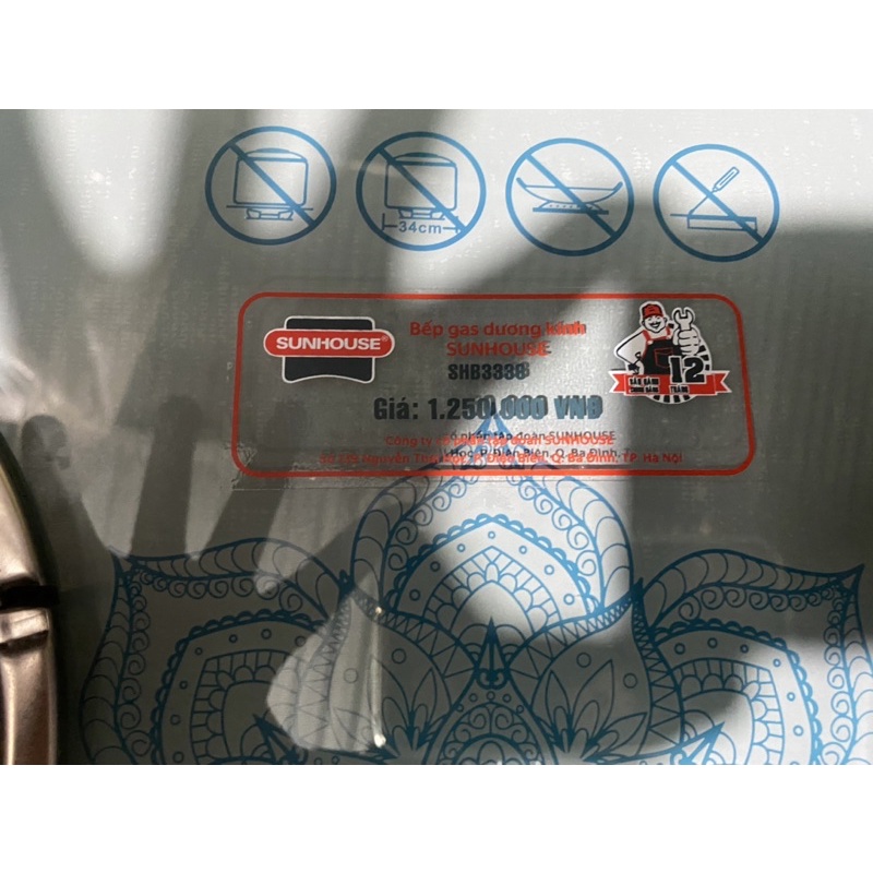 BẾP GAS DƯƠNG KÍNH SUNHOUSE SHB3336 hàng mới chính hãng % bảo hành 12T