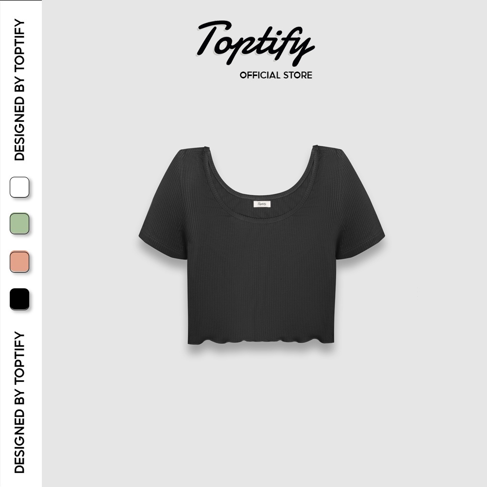 Áo croptop nữ tay ngắn TOPTIFY basic cuốn biên thun gân lụa co giãn No Control Top AC219