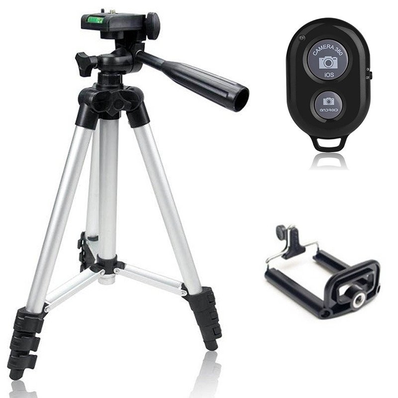 Bộ 1 Tripod TF-3110 và 1 Giá đỡ điện thoại và 1 Remote (Đen)