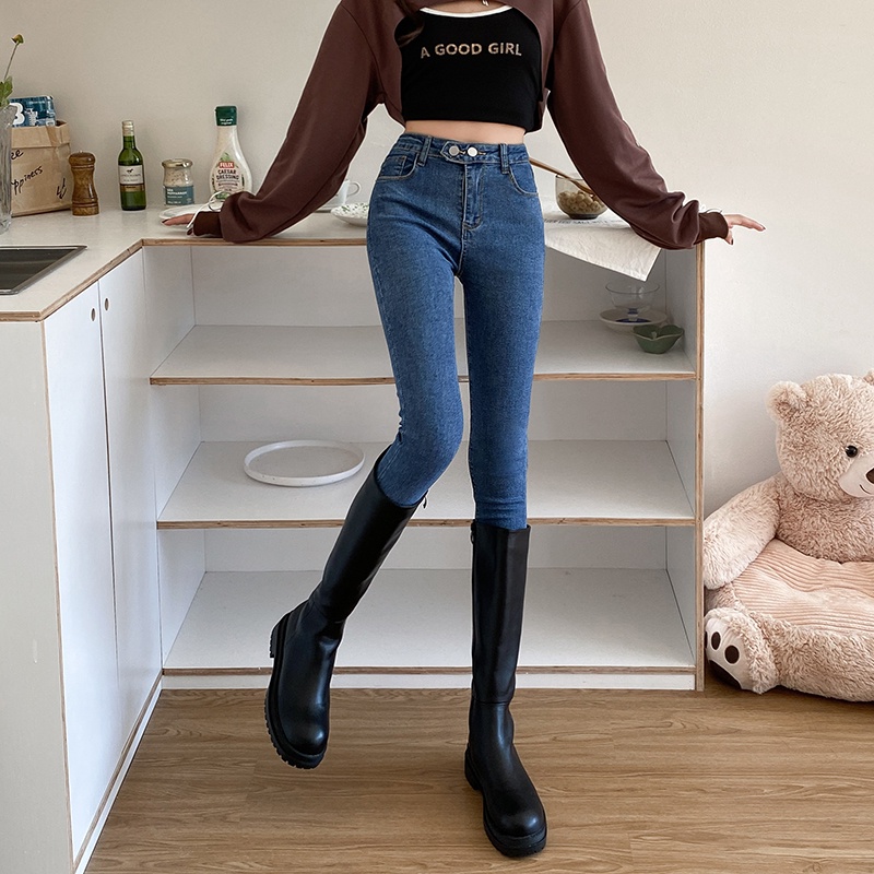 Quần Jeans Nữ Lưng Cao Dáng Rộng Thời Trang