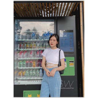 Áo croptop thun dây buộc eo, crop top thắt eo (Ảnh thật)