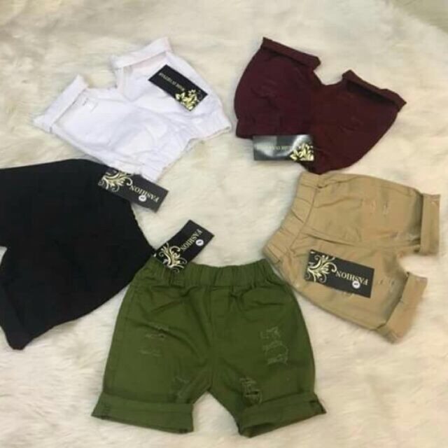 Combo 3 quần kaki rách sóc đùi cho bé trai