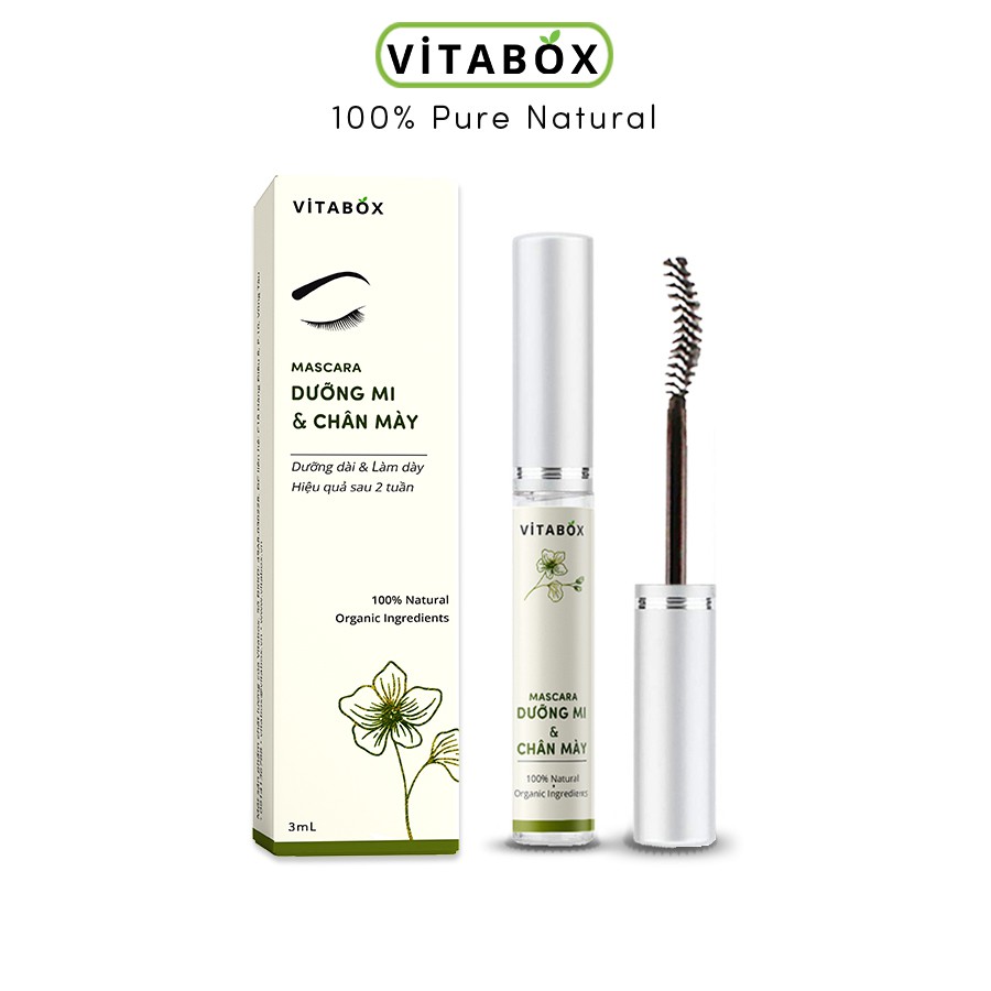 ( Mypham35 ) Chuốt dưỡng mi thiên nhiên VITABOX - Mascara castor dầu dừa hữu cơ dưỡng lông mày, lông mi dài, dày, giảm r