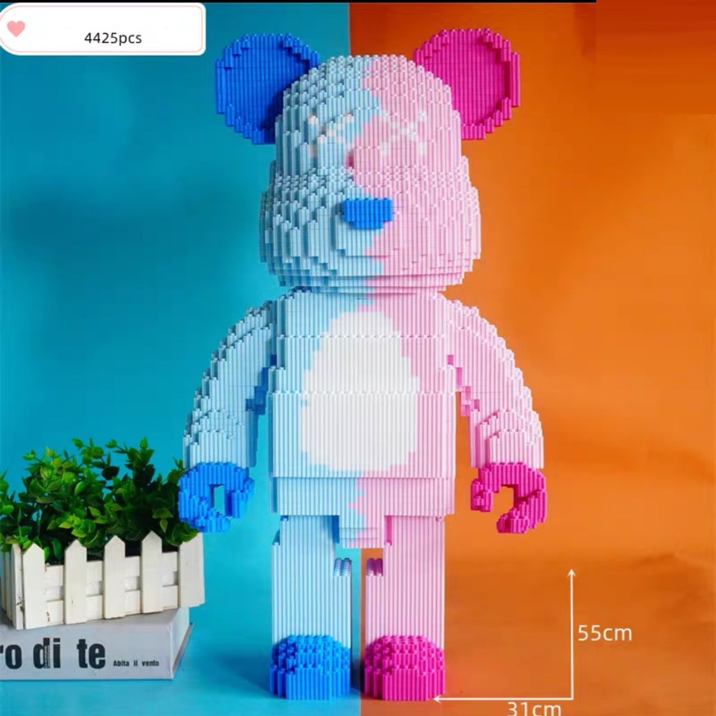 Mô hình lắp ráp gấu Bearbrick kHỔNG LỒ cỡ lớn 55cm siêu hot xếp hình gấu đáng yêu trang trí decor