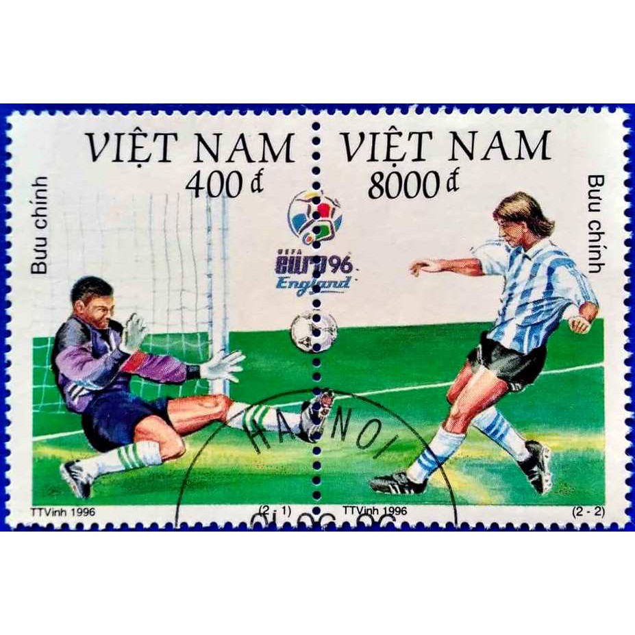 Tem sưu tập MS 735 Tem CTO Việt Nam Cúp bóng đá châu Âu EURO 96 1996 ( 2 tem )