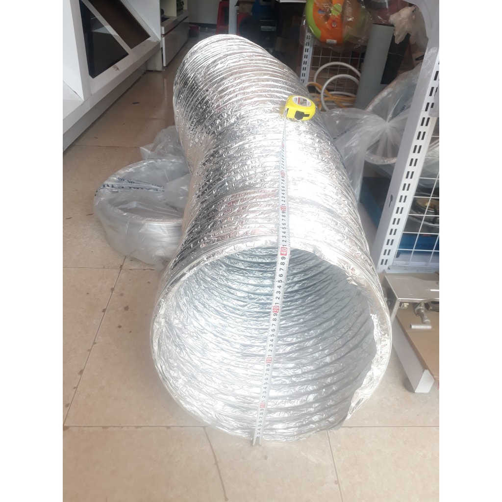 Ống bạc thông gió, ống gió mềm, nhôm co giãn.Phi 400mm Ống bạc thông gió thoát khí 8m
