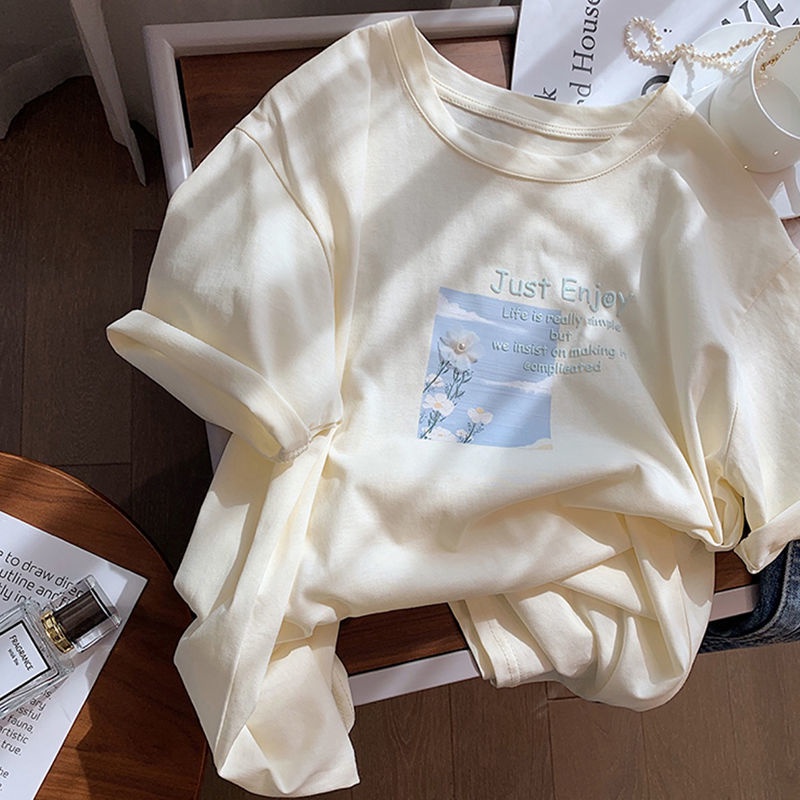 Áo Thun Tay Ngắn In Họa Tiết Dễ Thương Thời Trang Mùa Hè Cho Nữ