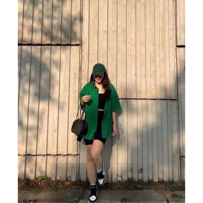 Set 3 món sơmi  xanh lá,áo croptop, quần legging đùi😍