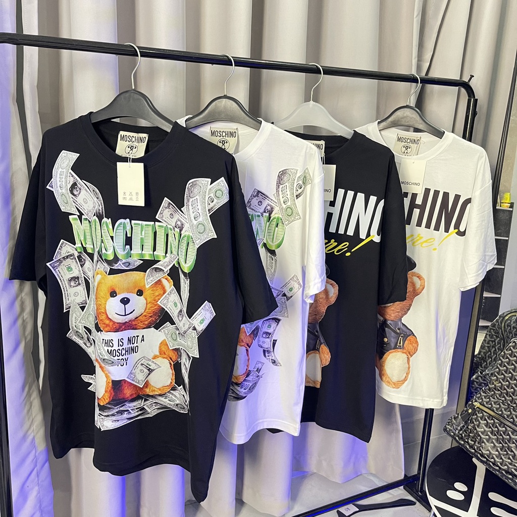 [Best Quality] Áo Thun Moschino Gấu Dollar ,Áo Thun Cộc Tay Chất Liệu Cotton 100% In Chữ Moschino Dành Cho Cả Nam Và Nữ