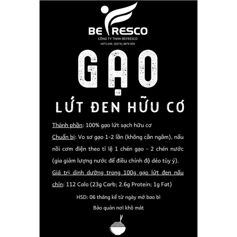 Gạo Lứt Đen Hữu Cơ Việt Thái 1kg/Gói