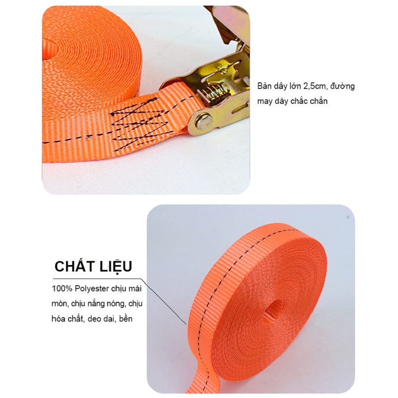 Dây cảo chằng hàng tăng đơ cam không móc NIKITA, bản 2.5cm chiều dài 2581015m