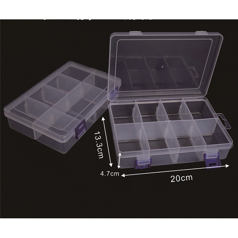 Hộp Loại Cao 4.7cm - Hộp Nhựa 20*13.3*4.7 - Hộp Nhựa 8 Ngăn Lớn - Hộp Trong Suốt - Hộp Nhựa Nhiều Ngăn