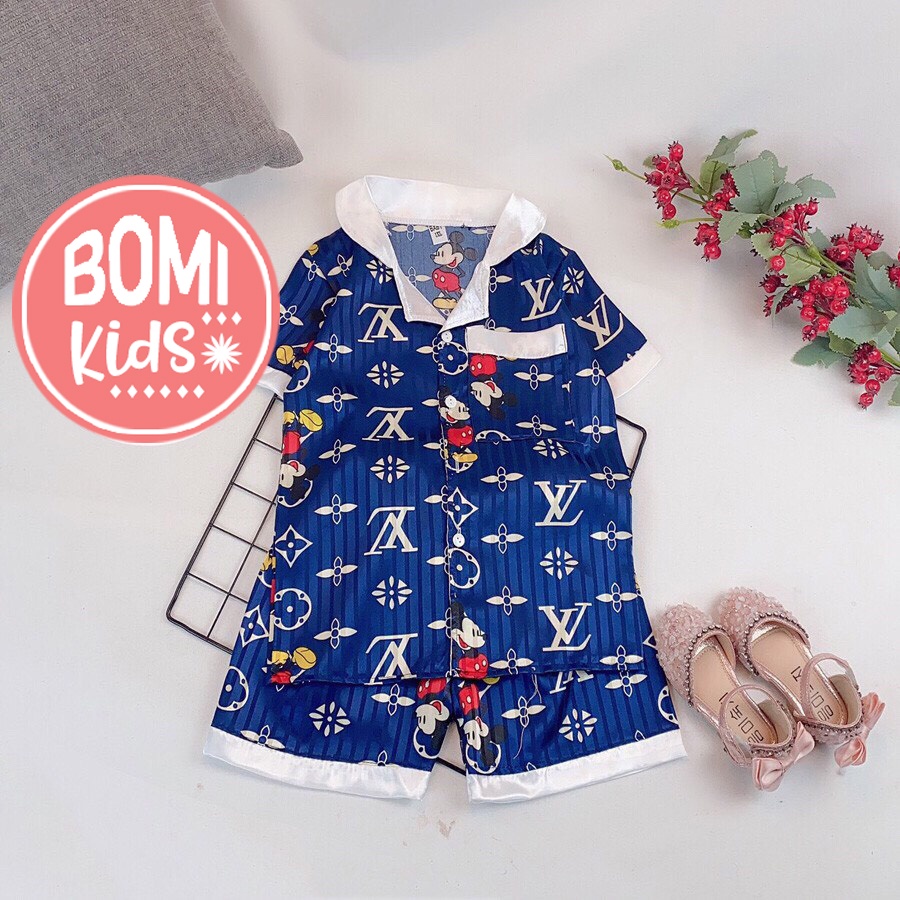 [ 20Kg - 30KG ] Đồ Bộ Bé Gái Mặc Nhà Pijama Lụa Cao Cấp Tay Ngắn