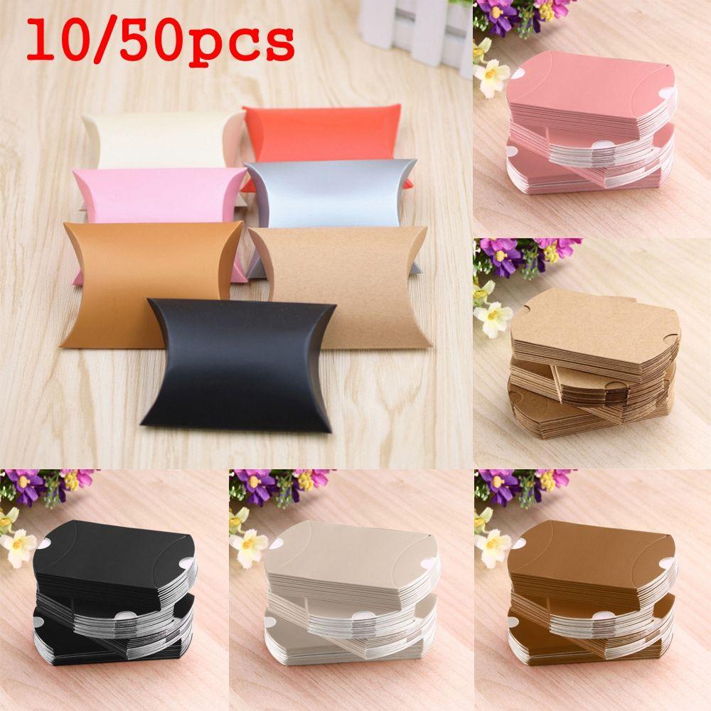 10 / 50 Hộp Giấy Đựng Kẹo Hình Cái Gối Dễ Thương