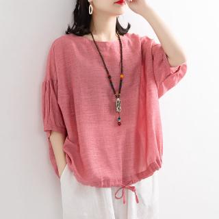 Áo thun cánh dơi cổ tròn dáng rộng chất liệu Cotton