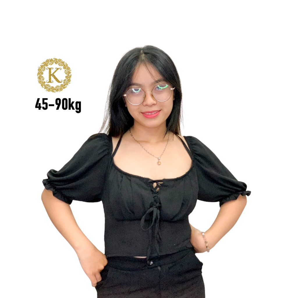 Áo croptop bigsize nữ 45-80kg KimFashion, croptop bigsize tay dài trể vai AC08