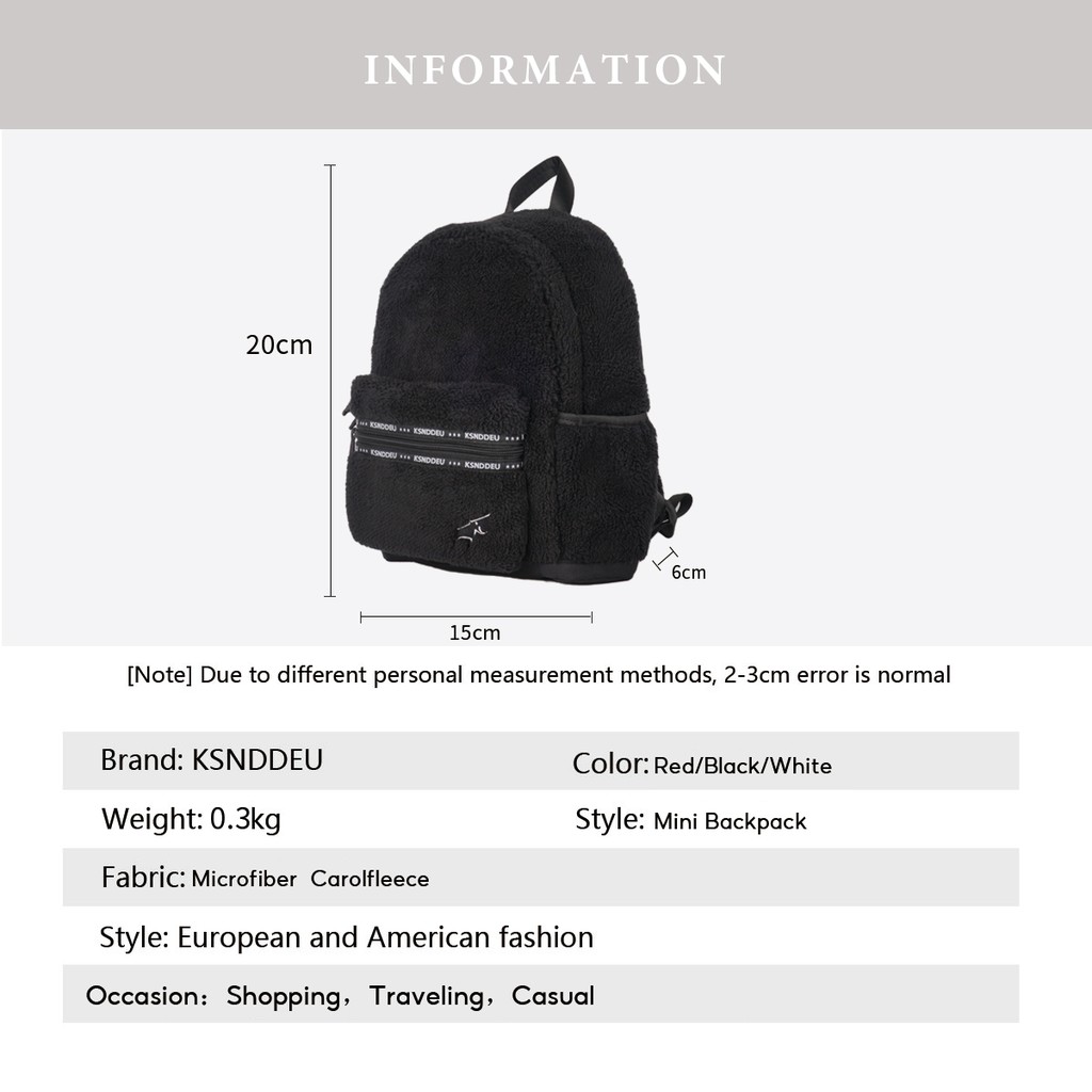 Ba Lô Mini Ksnddeu Bằng Lông Cừu Polyester Sức Chứa Dành Cho Bé Gái