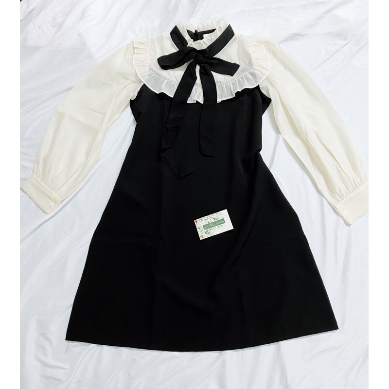 Đầm Babydoll Nơ Ngực 🦋FREESHIP🦋 Váy Nữ Tay Bồng Dáng Suông 2 Màu | BigBuy360 - bigbuy360.vn