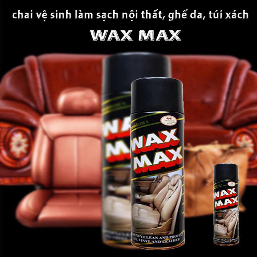 Chai xịt đánh bóng nội thất công nghệ nano và làm sạch Wax Max, làm sạch nội thất ô tô, chai vệ sinh đồ da