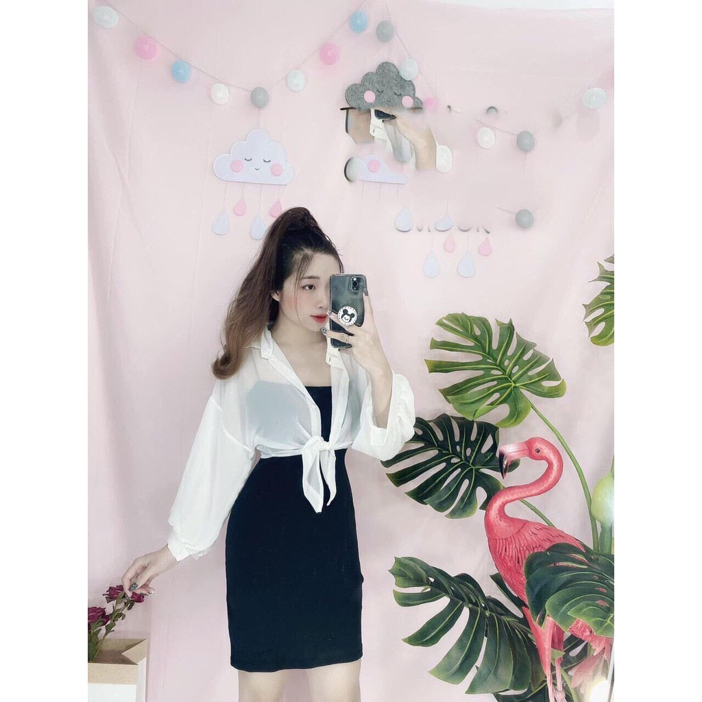 SÉT ĐẦM NỮ ÔM BODY VÀ ÁO KHOÁC KIỂU SƠ MI CÁ TÍNH THỜI TRANG THIẾT KẾ VESTA AK75