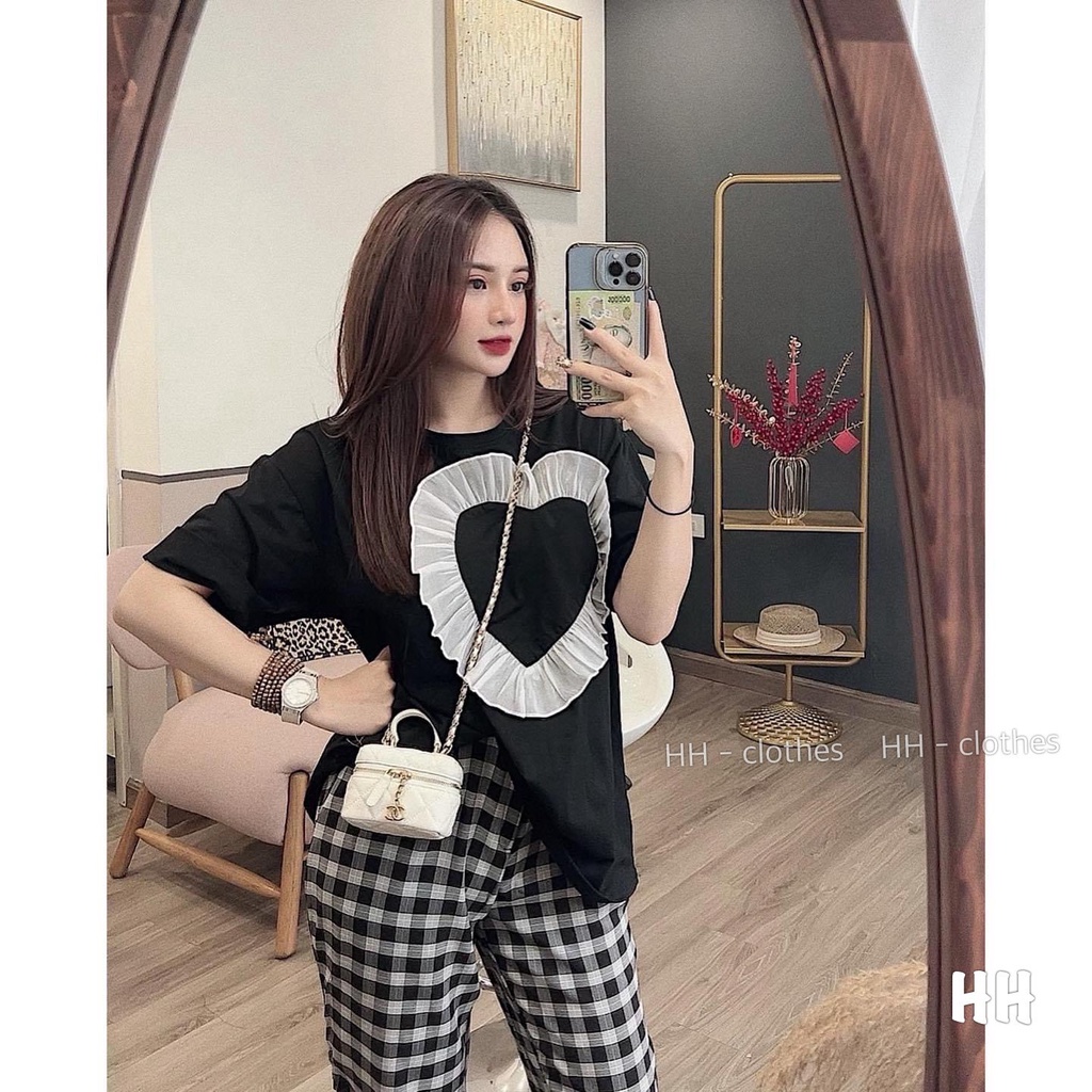 Set Đồ Bộ Nữ, Set Bộ Mặc Nhà ÁO Cộc Quần Dài Kẻ Caro Đen Cực Xịn Hàng Quảng Châu Loại 1 Minxu Shop SE01