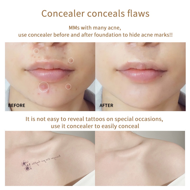 Kem Che Khuyết Điểm GECOMO 6 Màu Tùy Chọn Lâu Trôi