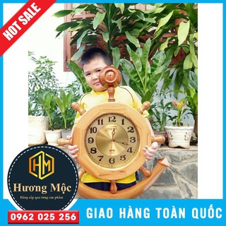 Đồng Hồ Mỏ Neo 80x60cm Gỗ Gõ Đỏ Cao Cấp- Đồng Hồ Treo Tường Decor Trang Trí