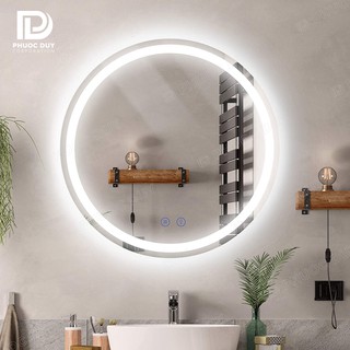 Gương tròn treo tường G4 Có Đèn LED, Nút Cảm Ứng tắt mở, Gương Treo Bàn Trang Điểm, Phòng Tắm, Nhiều Size, Dễ Lắp Đặt