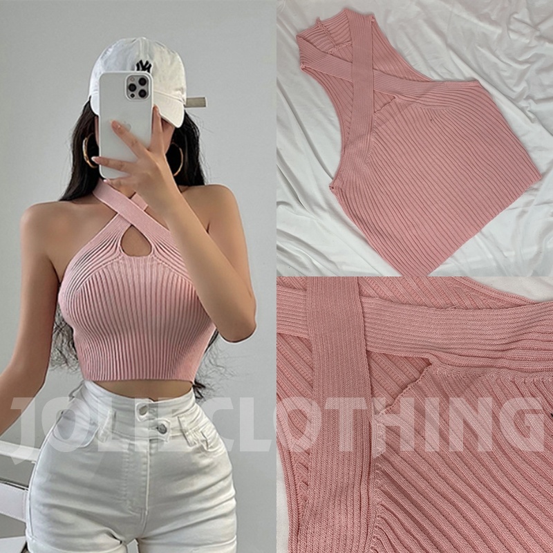 Áo kiểu nữ không tay, áo croptop ôm sexy chất thun len siêu co giãn, nhiều màu
