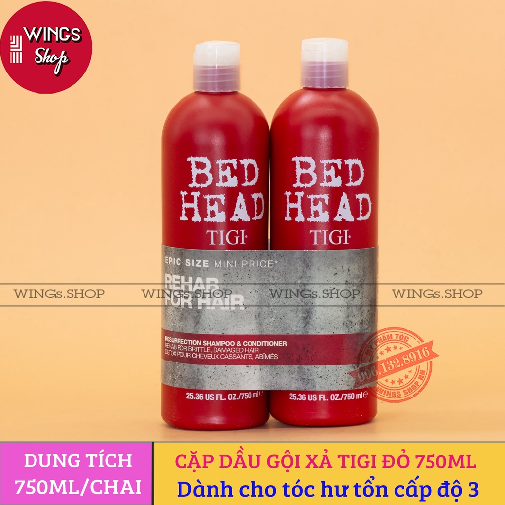 Cặp Dầu Gội Xả TIGI Đỏ 750ML | Phục Hồi Tóc Khô Xơ, Hư Tổn | Hàng Chính Hãng