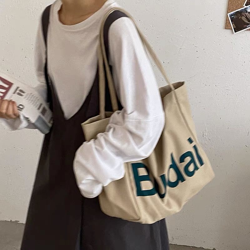 Túi Xách Canvas Cỡ Lớn In Chữ Thời Trang Cho Nữ