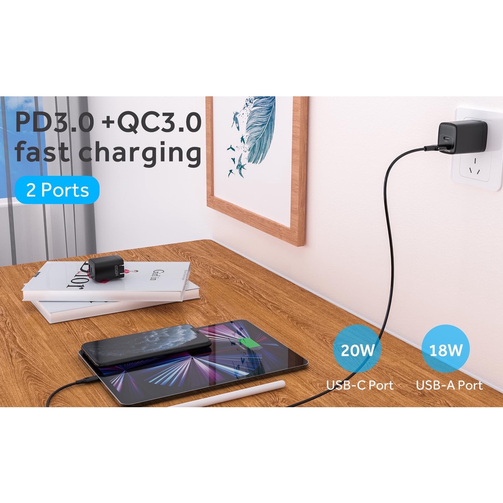 Sạc nhanh 20W HIMAP mini gồm Bao Da, Cáp sạc 1M, Amazon Quality 30 ngày dùng thử.