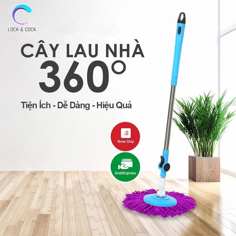Cây lau nhà thay thế cán inox, mâm nhựa, cần gạt