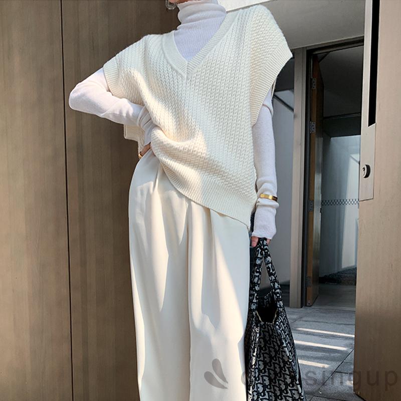 Áo Dệt Kim Không Tay Dáng Rộng Màu Trơn Kiểu Dáng Đơn Giản Trẻ Trung Cho Nữ | BigBuy360 - bigbuy360.vn