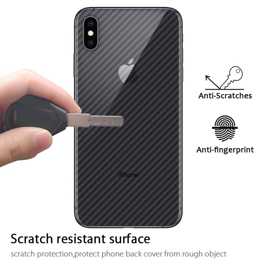 Bộ 5 miếng dán mặt lưng sợi carbon bảo vệ toàn diện Cho iPhone 6 6S 7 8 Plus SE X XS XR 11 Pro Max 12 Mini