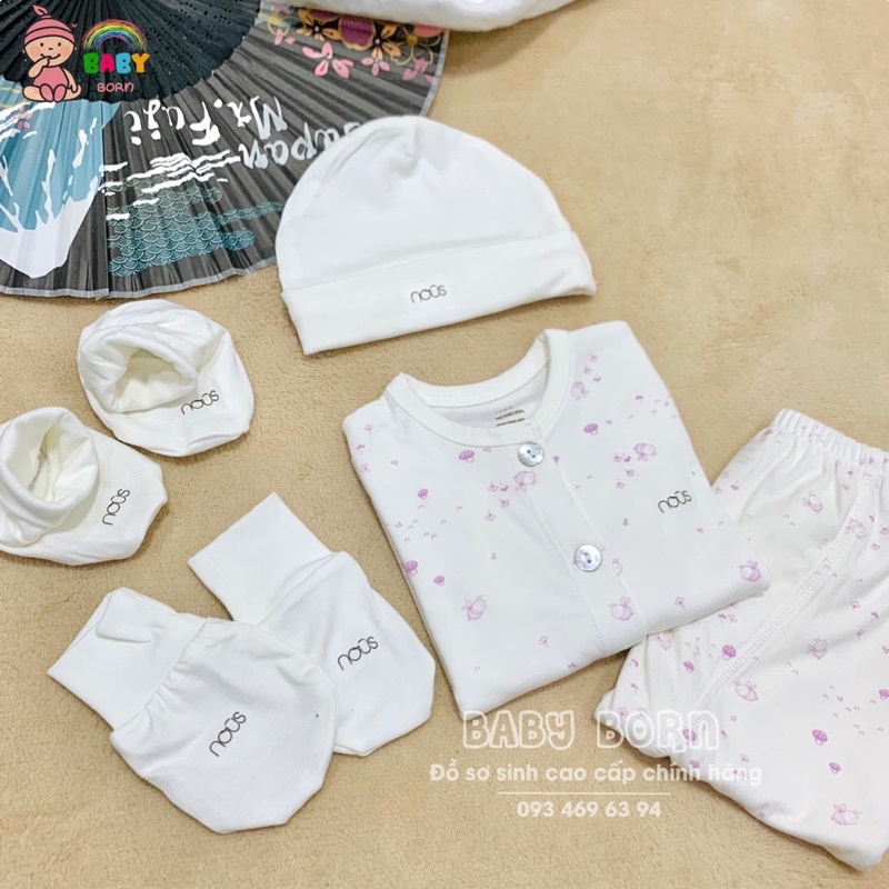Nous - Bộ Sơ Sinh dài tay cúc giữa siêu mềm mịn, thun giãn W621