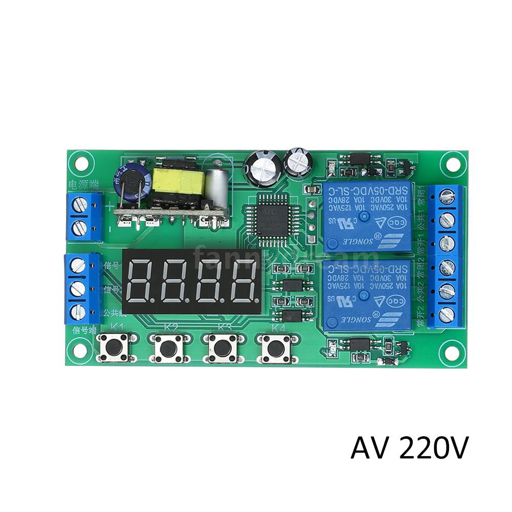 Mô đun rơ le tạo trễ AC 220V màn hình LED 0.01s~999 phút 2 kênh có thể điều chỉnh chất lượng cao