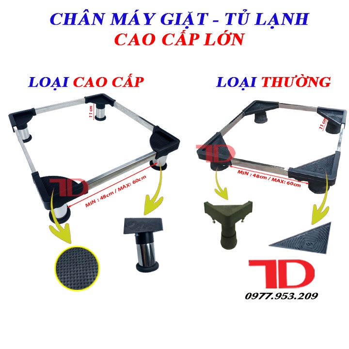 Chân máy giặt - tủ lạnh đa năng cao cấp, CHÂN ĐỠ MÁY GIẶT, TỦ LẠNH ( Máy giặt từ 6- 9kg. tủ lạnh từ 90l- 290l)