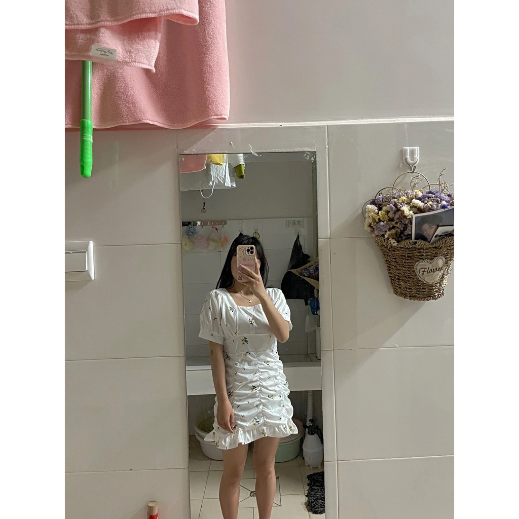 ORDER♥️Đầm,Váy Hoa Nhí Cộc Tay Nhún Eo(ảnh thật)Size S,M,L