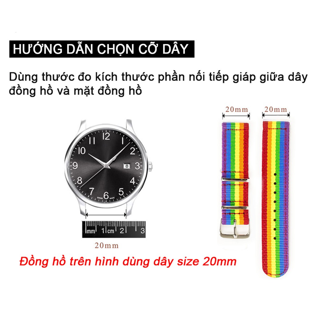 Dây đeo đồng hồ nato vải dù D121 thoải mái đi trời mưa, lắp cho dây đồng hồ dw rolex hublot orient seiko casio