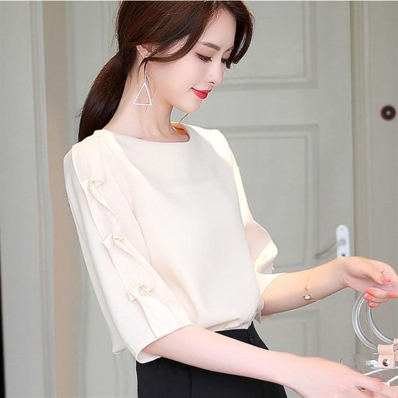 Áo sơ mi voan tay lửng dáng rộng che khuyết điểm kiểu ngoại quốc 8.18
