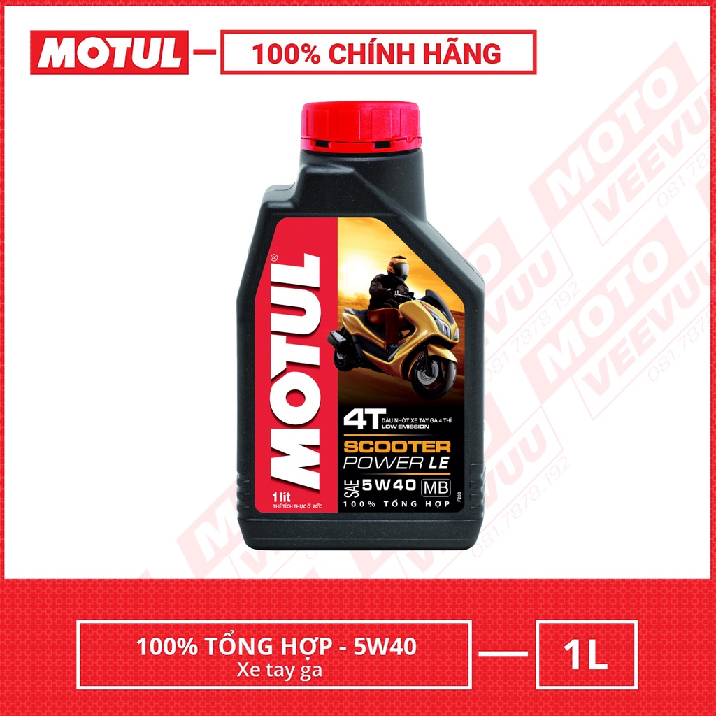 Dầu nhớt xe tay ga Motul Scooter Power LE 4T 5W40 SN MB 1 Lít Tổng hợp toàn phần