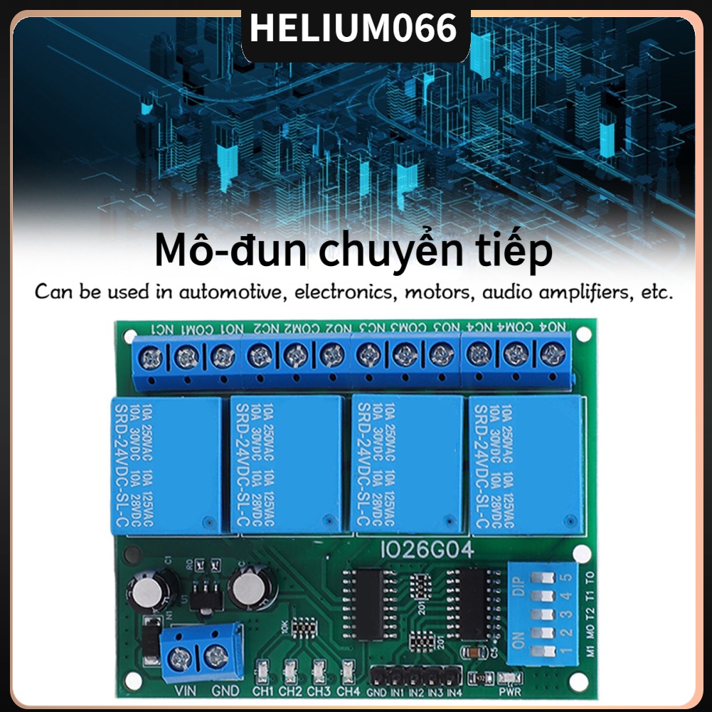Mô-đun chuyển tiếp 4 kênh điều khiển chuyển mạch DC 24v dành cho thiết bị điện tử